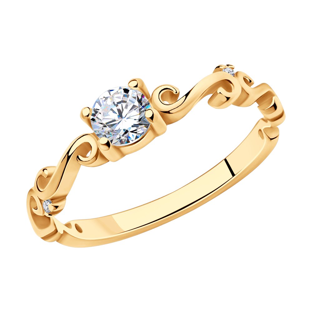 Помолвочное кольцо из золота с фианитами